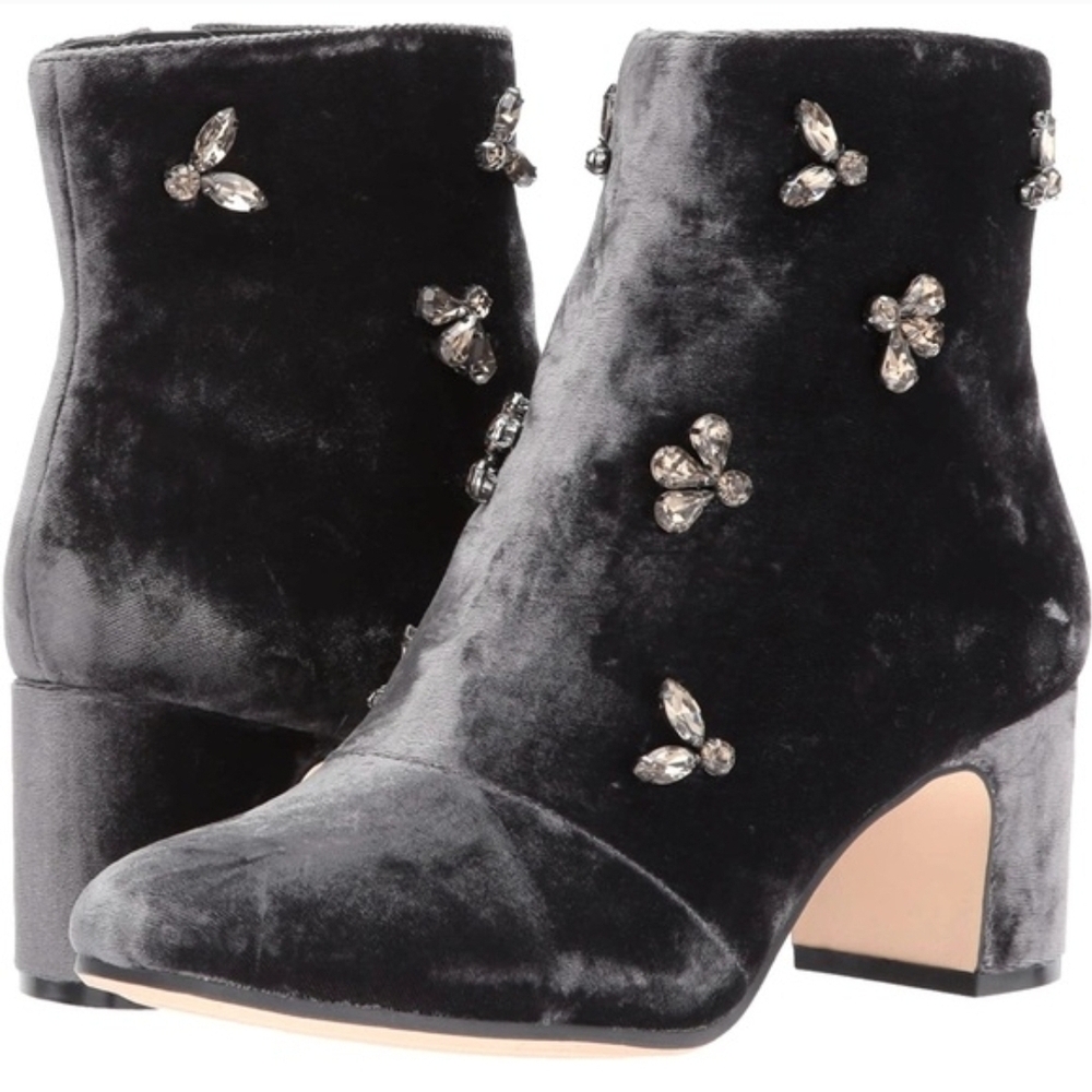 Anne Klein Glinda ,Velvet Rhinestone Embellished Booties Women’s Sizes 7.5